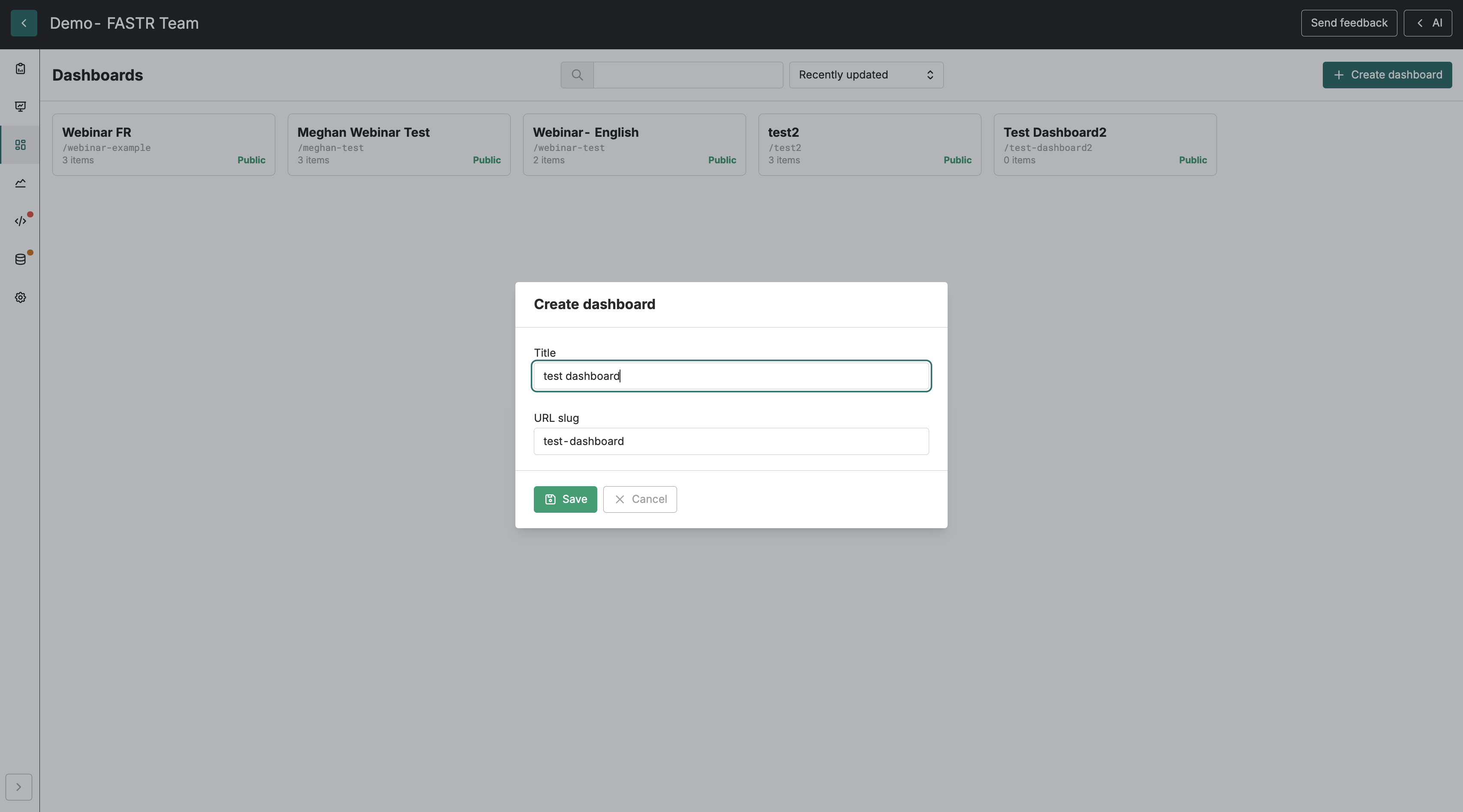 Creating a Dashboard