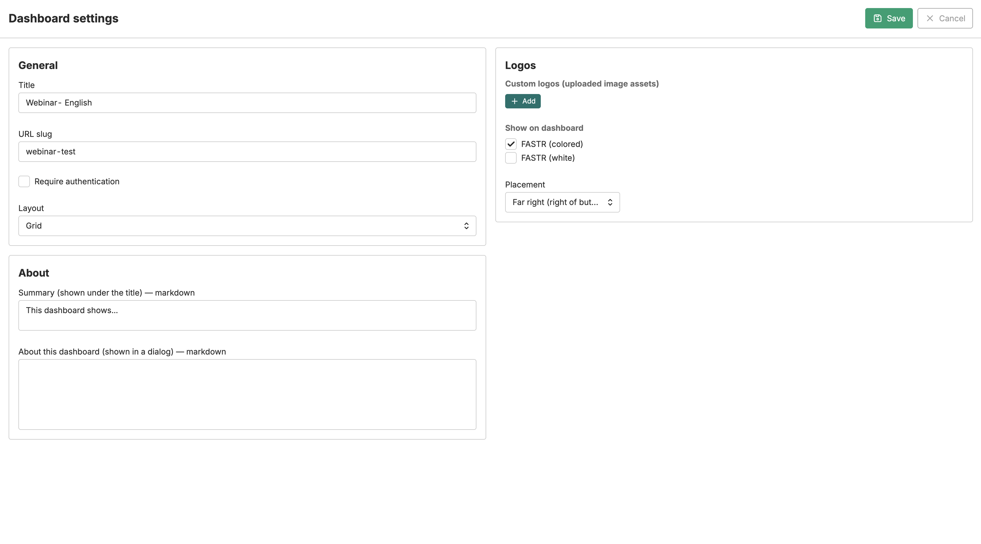 Dashboard Settings