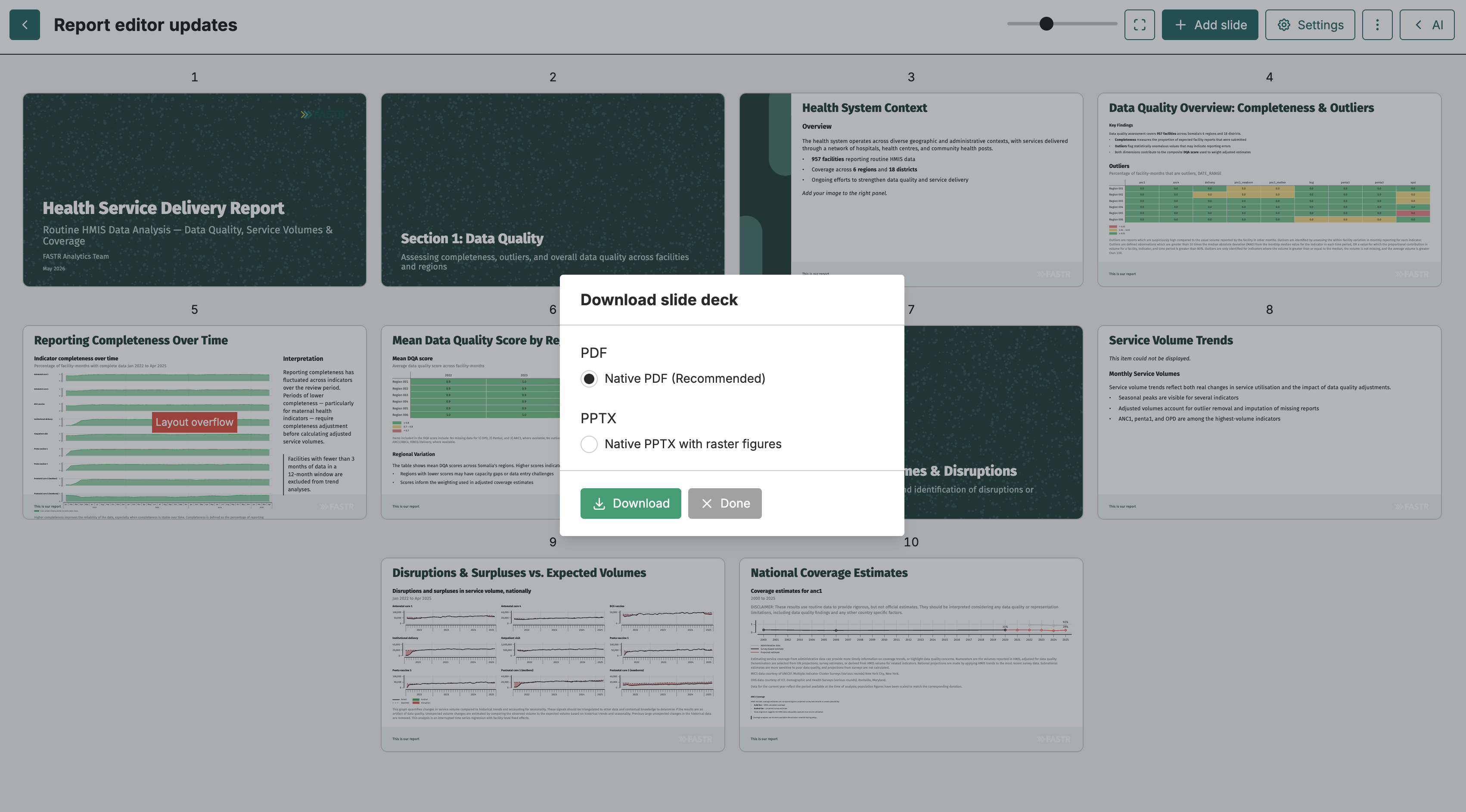 Exporting and Sharing