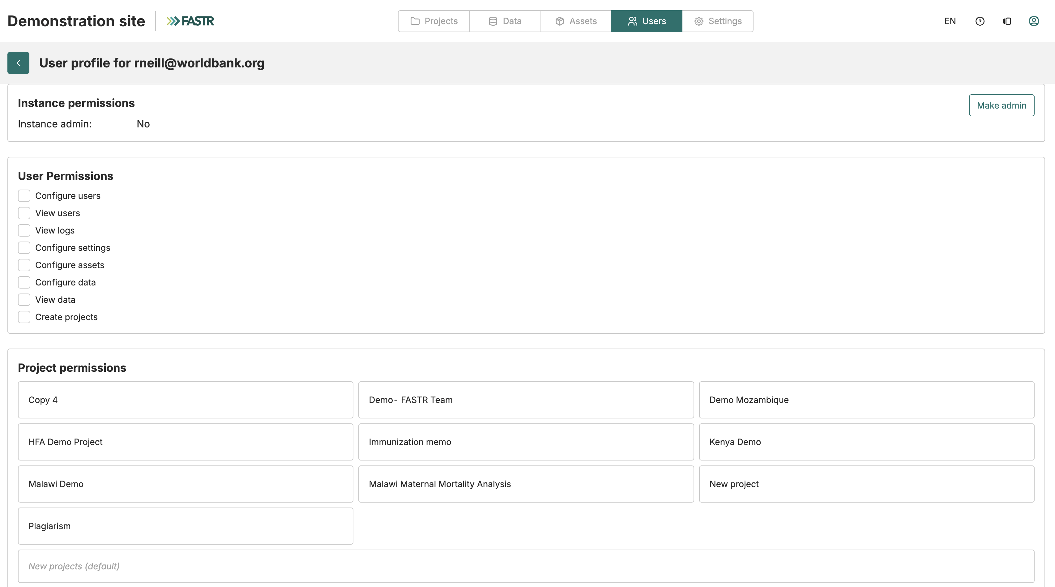 Instance Users Permissions