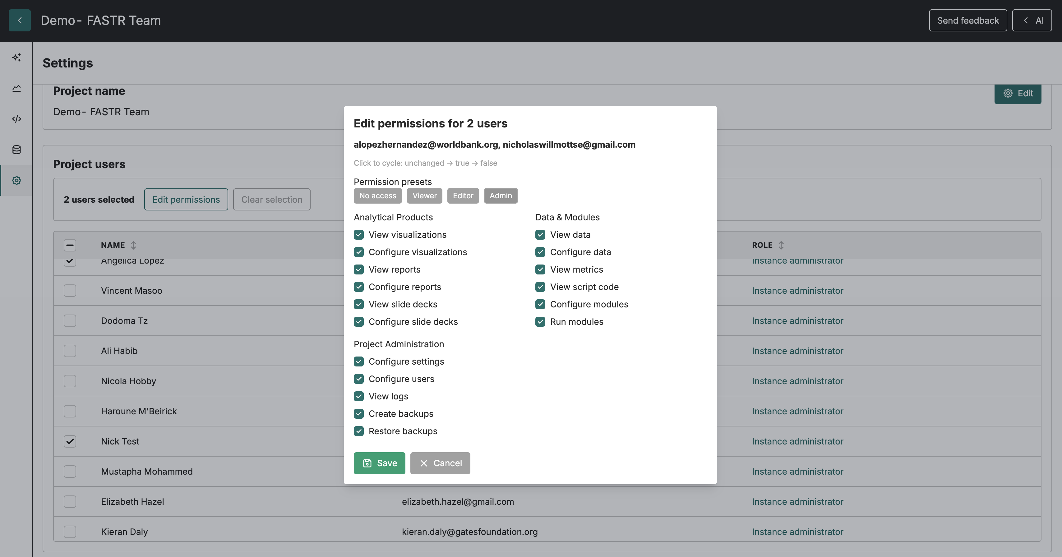 Project Users Permissions Bulk