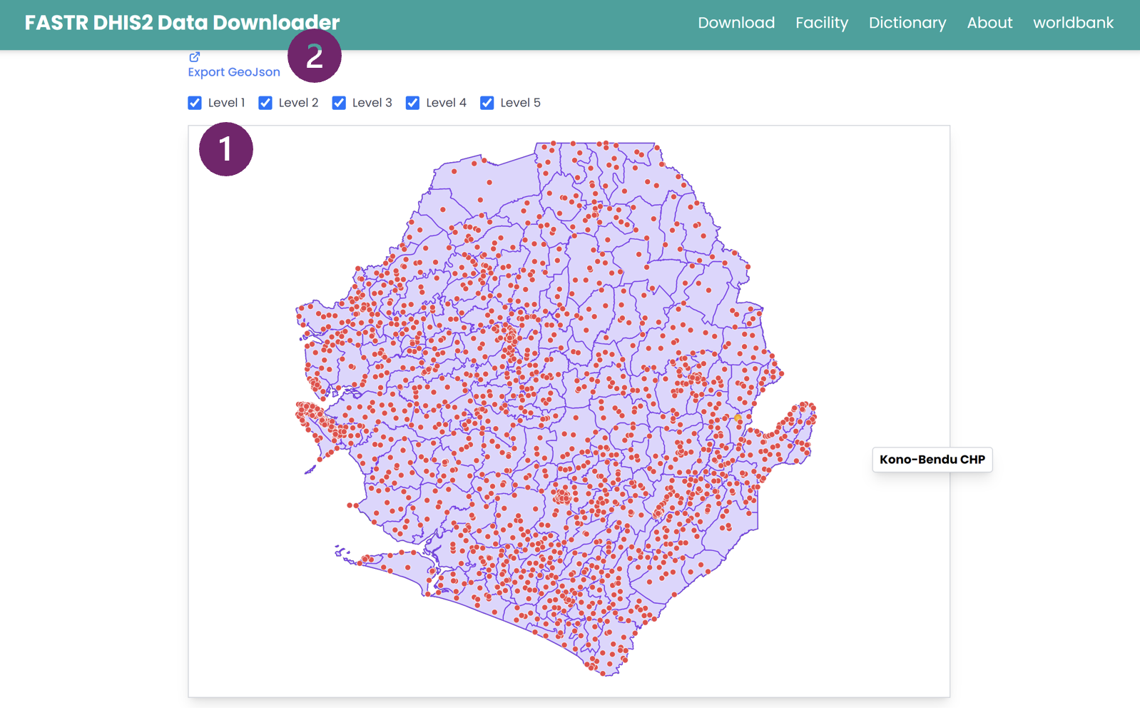 Data Downloader facility map h:380
